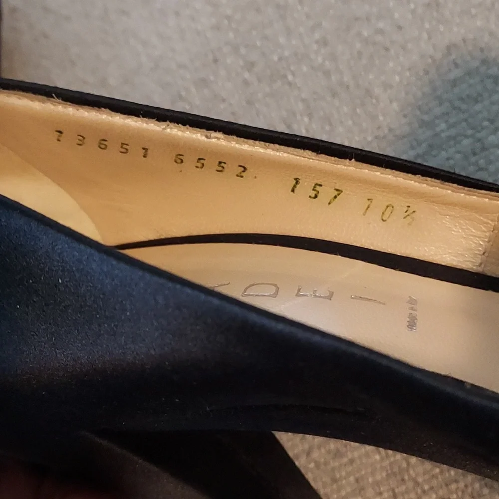 CASADEI Black Satin Platform High Heels With Bow Detailing Sz-10.5